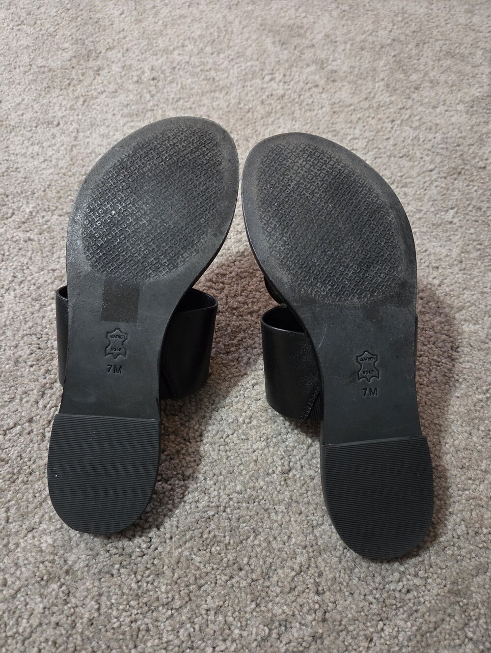 NWOT Tory Burch Black Leather Slide Sandals with Gold Medallions - Picture 2 of 2